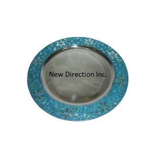Plato de Servicio Decorativo para Pasta con Diseño de Mosaico, Acabado en Níquel, para Hogar y Hoteles - Product Image 1