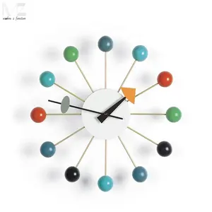 Современные маленькие декоративные настенные часы с деревянными шариками среднего века классического дизайна разных цветов