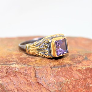 Superventas 18K chapado en oro 925 anillo de plata esterlina hecho a mano diseñador forma cuadrada amatista boda joyería suministro al por mayor - Product Image 5