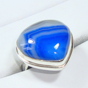 Calcédoine colorée en argent sterling 925 fait à la main simple réglage une pierre bague éternité vermeil pierres de naissance bagues en argent - Product Image 4