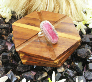 Bague en diamant unisexe Boho avec rhodochrosite, avec lunette indienne, dernier modèle, cadeaux d'anniversaire en argent sterling - Product Image 1