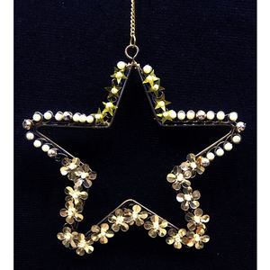 Bola de Navidad de copo de nieve con forma de pera y estrella hecha a mano y adornos para árboles - Product Image 2