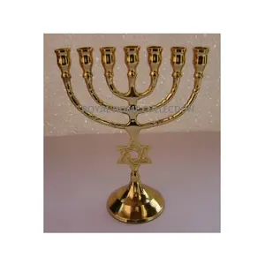 Религиозный подсвечник MENORAH, рельефный дизайн, Латунный Подсвечник, семь подсвечников MENORAH