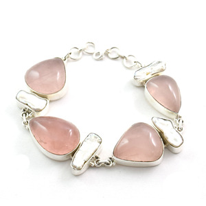 Rose Quartz <b>Bracelet</b> Jewelry Design 925 Sterling <b>Silver</b> Jewelry Wholesale <b>Silver</b> <b>Bracelet</b> - Product Image 6