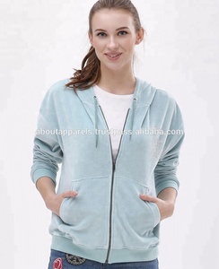 Nouvelle vente chaude en gros Offres Spéciales femme mode personnalisé 100% coton tissu blanc fermeture éclair respirant coton sweats à capuche - Product Image 5