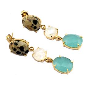 Wholesale Designer Collection Three Stone Drop Dangle Earrings Women Statement Earrings Fine Fashion Jewelry Prong Setting Drop - Product Image 3