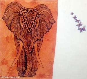 Nuevo póster de algodón pequeño para colgar en la pared de decoración del hogar bohemio hecho a mano con tapiz de elefante impreso, decoración del hogar de consignadores indios - Product Image 2