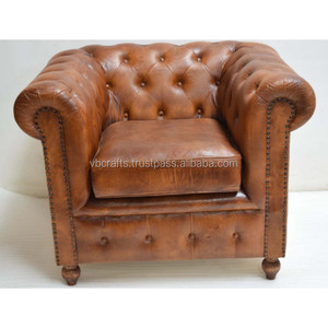 Sofá cama Chesterfield de cuero genuino, sala de estar, 2 plazas y 3 plazas, juego de sofás cómodos de lujo - Product Image 1