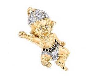 Colliers en or naturel Cartoon pendentif blanc or massif or jaune 14k Bad Boy diamant pendentif Hip Hop Style pendentif hiphop - Product Image 1