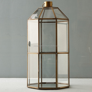 Linterna de Metal de latón con vidrio transparente para decoración de hogar y boda - Product Image 4