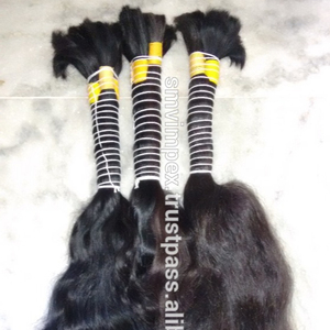 100% sin procesar Hari crudo a granel Natural medio negro Remy cabello humano a granel de La India. Cabello humano ondulado natural a granel - Product Image 2