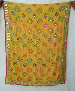 Colorful Designer Phulkari Flower Embroidery <b>Dupatta</b> for Women Clothing, Bohemian Casual Wear <b>Scarf</b> for Summer, Autumn Wear - Product Image 2