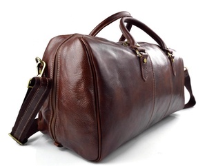Sac de sport de voyage en cuir véritable durable personnalisé en gros avec fermeture éclair grande taille IHS-0067 - Product Image 4