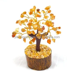 Top Sale 60-Bead Agate Tree Decoration with Yellow Citrine Semi-Precious Stone Crafts Manufacturer & Wholesale Supply