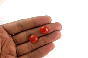 4 pares de cabujón suelto liso de 12mm, forma cuadrada de Calcedonia Natural naranja para la fabricación de joyas - Product Image 6