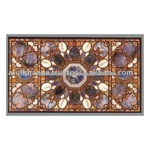 หินอ่อนฝังแฮนด์เมดที่สวยงามโต๊ะรับประทานอาหารท็อปส์ซู - Product Image 1