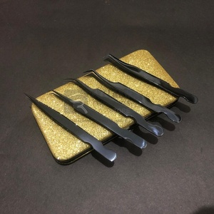 Pince à cils plasma en acier inoxydable noir de qualité professionnelle outil d'extension de cils avec logo personnalisé - Product Image 1