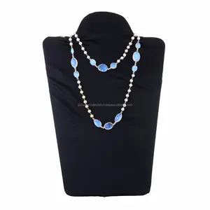 En gros 925 Argent Opale Laiteuse Sertie de Pierres Précieuses Bohème Collier De Mode - Product Image 1