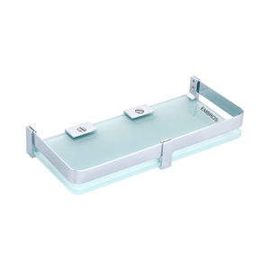 Étagère murale d'angle en verre dépoli et métal, design classique, écologique, facile à nettoyer pour salle de bain, cuisine, salon - Product Image 1