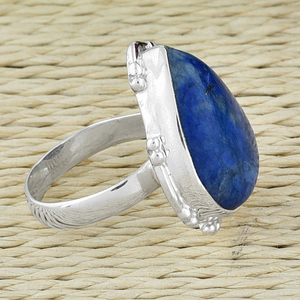 ลูกแพร์ Lapis Lazuli หินอัญมณี925เงินแท้แหวนดีไซน์คลาสสิกแหวนแฟชั่นสำหรับทุกเพศผลิตโดย CDP - Product Image 3