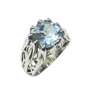 Venta al por mayor de La India, anillos de plata de ley 925 Eternity Vermeil, Topacio Azul, joyería de piedras preciosas naturales con chapado en rodio - Product Image 1