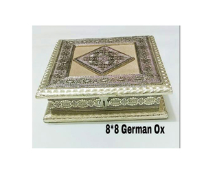 Indien Fait À La Main En Bois Allemand Argent Cadeau Boîte - Product Image 1