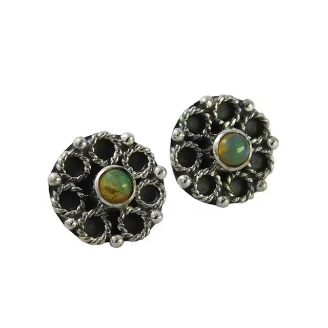 Natürliche elegante Äthiopische Opal-Edelstein-Stud-Ohrring handgefertigt 925 Sterling-Silber Schmucklieferant