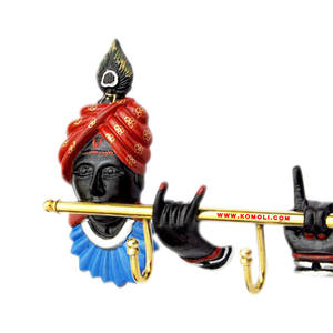 Artistic Krishna Brass <b>Key</b> <b>Holder</b> Decorative <b>Wall</b> Mounted <b>Key</b> Hanger for Home, Spiritual Gift & Traditional Indian Decor - Product Image 2
