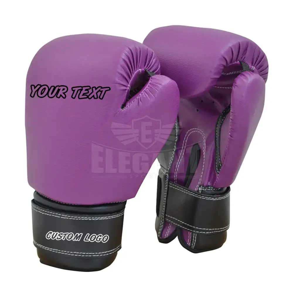 Lila Leder Beste Qualität Profession elle benutzer definierte Logo Box handschuhe Stanz handschuh MMA Boxing Trainings handschuhe