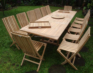 Diseño moderno Patio al aire libre Muebles de jardín Rectangular Teca Sillas de comedor y Mesas de extensión Juegos Material de madera - Product Image 2