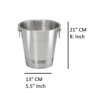 Vente en gros 50 OZ Refroidisseur à vin Seau à glace Fond en acier inoxydable Trois seau à vin mat côtelé - Product Image 1