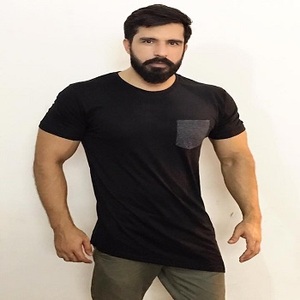 T-shirts ajustés extensibles en coton OEM personnalisés pour hommes - Product Image 2