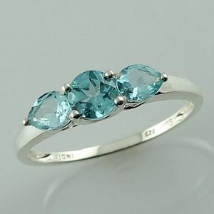 <b>Blue</b> Apatite Anniversary Cluster <b>Ring</b> Solid Gold Beautiful Lady Jewelry - Product Image 1