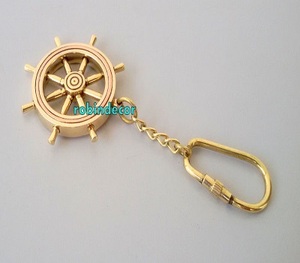 Porte-clés roue en laiton massif ANTIQUE, 5 pièces, motif nautique - Product Image 6