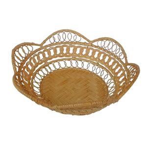 Estante de frutas de cocina de bambú decorado con flores pintadas a mano, técnica afilada, producto artesanal de Bambú - Product Image 1