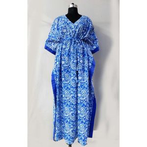 Luxury Quality Elegant Block Printed <b>Kaftan</b> Dress <b>for</b> Women Comfortable Cotton Long Eco-Friendly Natural Party Casual Wear <b>Sale</b> - Product Image 2