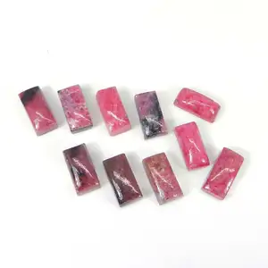Venta al por mayor 10 piezas 12x6mm rectángulo cabujón Natural Rosa Rodonita piedra preciosa exportador indio - Product Image 1