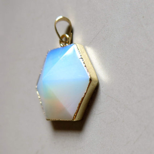 สร้อยคอพีระมิดหกเหลี่ยมสีขาว,สร้อยคอจี้อัญมณีโอปอลหกเหลี่ยม - Product Image 1