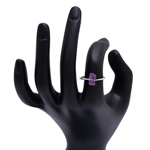 Anillo Chapado en plata de ley 925 Vintage amatista Natural piedra preciosa en bruto moda boda aniversario joyería fiestas - Product Image 3