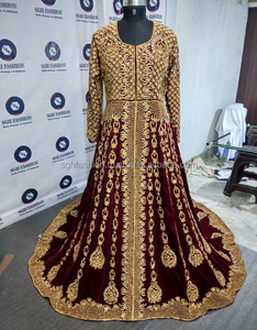 2018 caftanes marroquíes para adultos granate tradicional musulmán traje de boda ropa y accesorios elegantes - Product Image 1