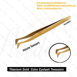 Pince à épiler pour extensions de cils plaquée or, prix de gros, pinces à cils de haute qualité, pinces à cils volumineuses - Product Image 4