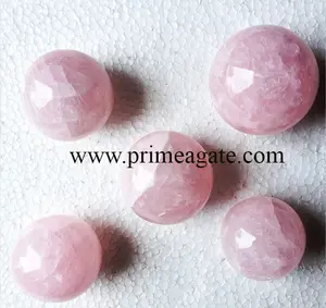 Schöne Rosenquarz-Kristall kugeln mit rosa Farbe: Großhandel Edelstein kugeln aus Indien