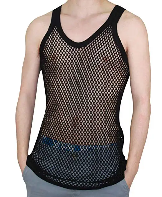 black color high quality fashion custom mesh singlets Wholesale breathable mesh tank top singlet for men