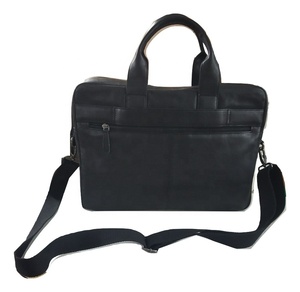 Maletín de cuero genuino unisex de 15,6 pulgadas, bolso de hombro informal grande con forro de algodón y PU suave para oficina o trabajo - Product Image 3