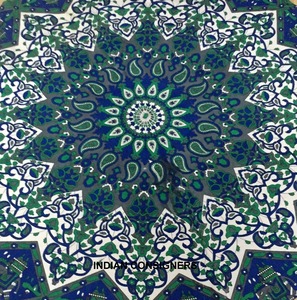 Serviette ronde en mandala arc-en-ciel, douce, pour pique-nique, à suspendre au mur, jeté, bleu ciel, plusieurs couleurs, fabriquée à la main par des consignateurs indiens - Product Image 4