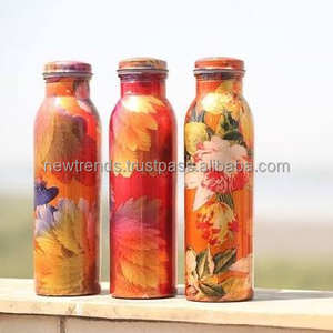 Ensemble de bouteilles d'eau en cuivre pur 100% bouteille d'eau imprimée en cuivre bouteilles d'eau en cuivre conscientes et décoratives de qualité supérieure - Product Image 1