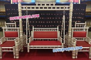 Classic Wedding <b>Wooden</b> Carved <b>Swing</b> Bollywood Wedding Stage Jhula <b>Set</b> Golden <b>Wooden</b> Hand Carved Sankheda <b>Swing</b> - Product Image 6