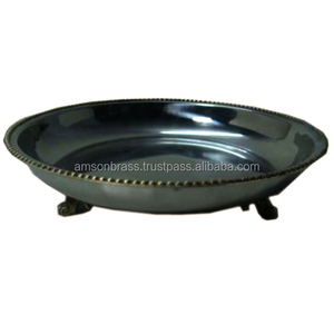 Platos niquelados de aluminio y metal Bandeja decorativa Forma redonda Plato y plato de aluminio de metal Plato de mesa - Product Image 1