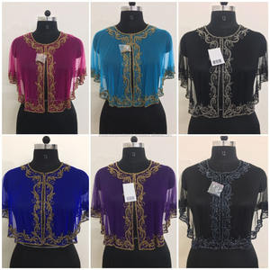 USA UK Linda Elegant Party Wear Soft Net Poncho <b>Shrugs</b> Vacation Evening Cocktail Wedding Party Plus Size <b>Women's</b> Blouses Shirts - Product Image 5