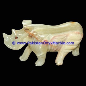 STATUE de RHINO en ONYX sculpté, pierre naturelle du PAKISTAN - Product Image 1